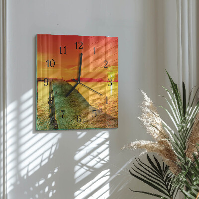 Glass wall clock square Bridge