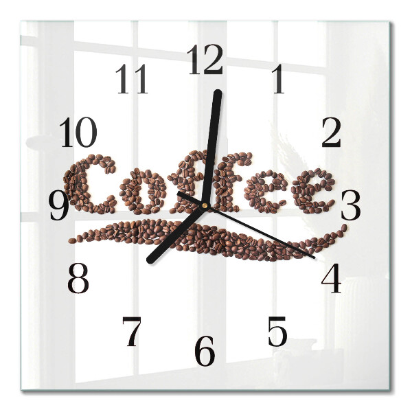 Glass clock square Coffee 