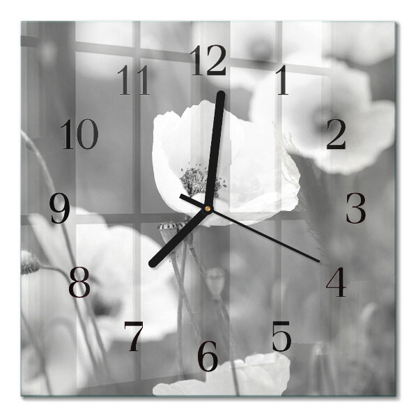 Square wall clock Poppies