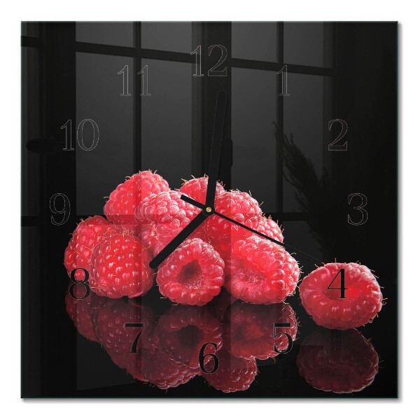 Glass wall clock square Raspberries