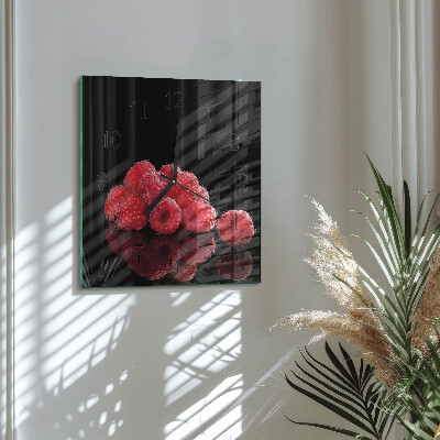 Glass wall clock square Raspberries