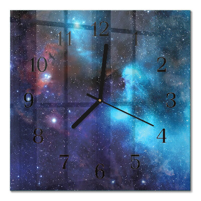 Glass wall clock square Starry sky