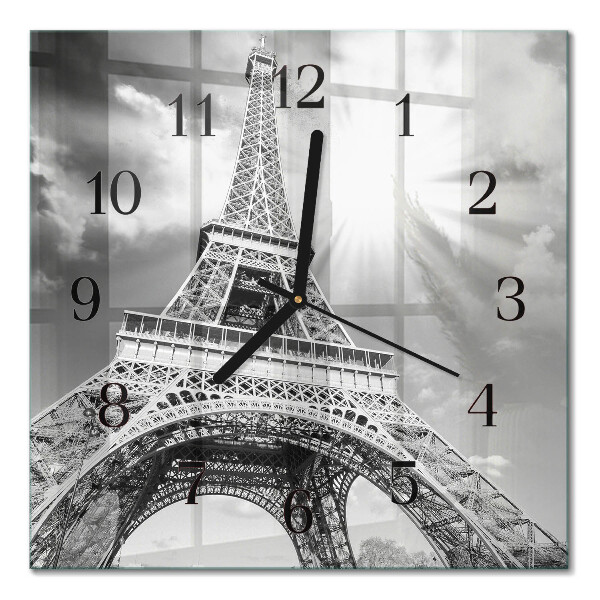 Glass clock square Eiffel Tower Paris