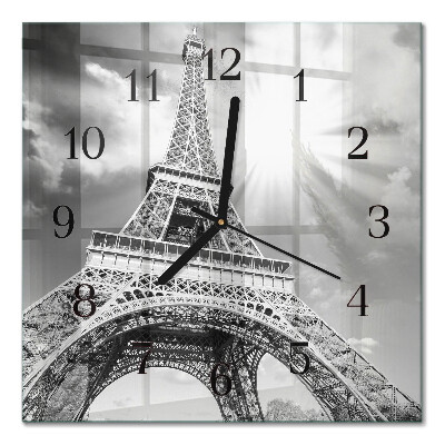 Glass clock square Eiffel Tower Paris