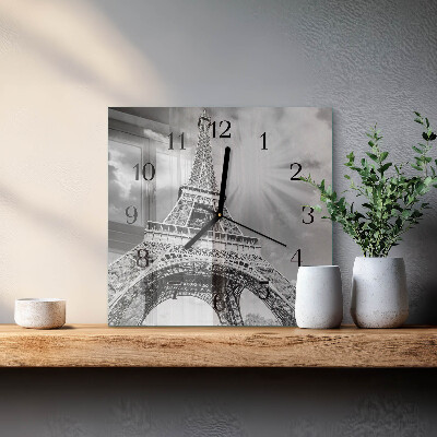 Glass clock square Eiffel Tower Paris