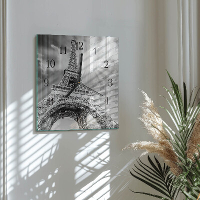 Glass clock square Eiffel Tower Paris