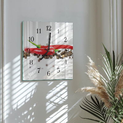 Glass wall clock square Peppercorns