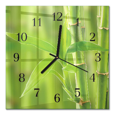 Glass clock square Bamboo