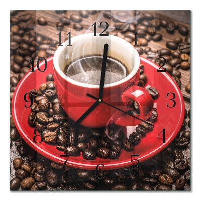 Glass clock square A cup of coffee