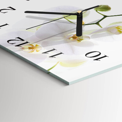 Glass wall clock square Orchid