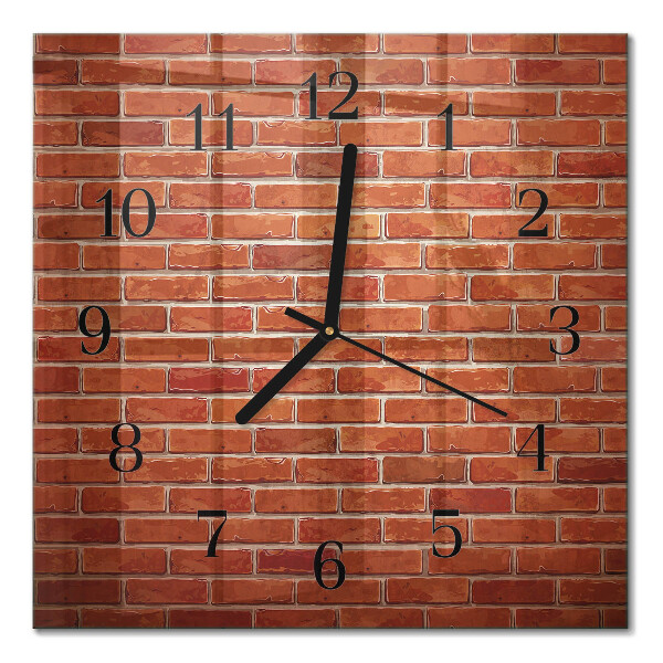 Glass clock square Brick wall