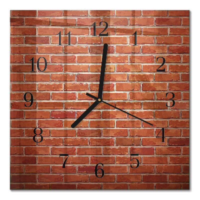 Glass clock square Brick wall