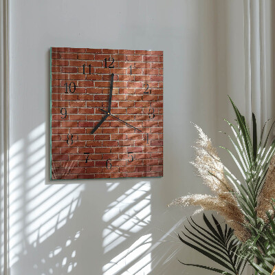 Glass clock square Brick wall