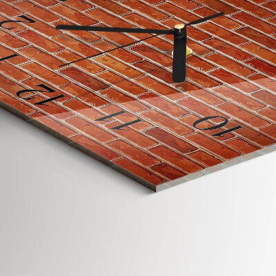 Glass clock square Brick wall