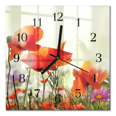 Square kitchen clock Poppies