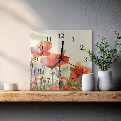 Square kitchen clock Poppies