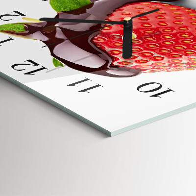 Glass wall clock square Strawberry chocolate