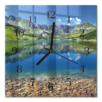 Square kitchen clock Mountain lake