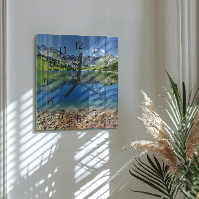 Square kitchen clock Mountain lake