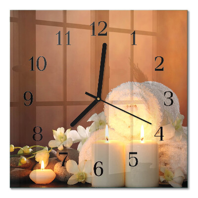 Glass clock square Spa candles