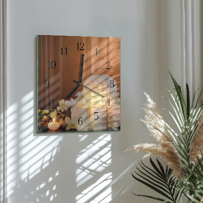 Glass clock square Spa candles