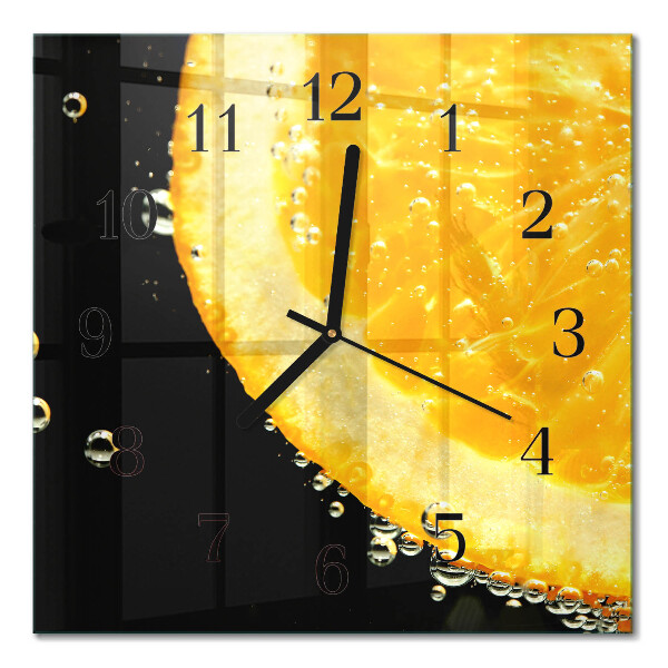 Glass wall clock square Citrus