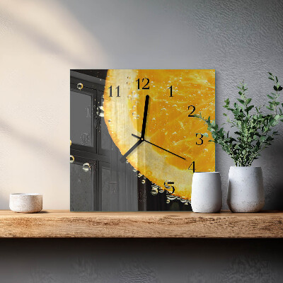 Glass wall clock square Citrus
