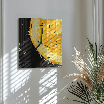 Glass wall clock square Citrus