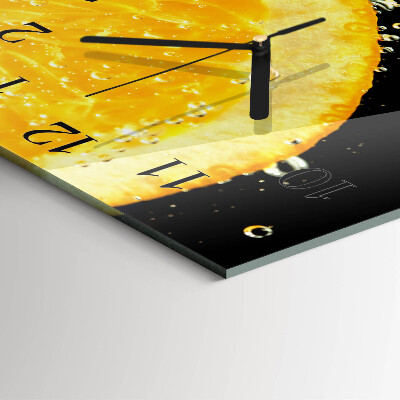 Glass wall clock square Citrus