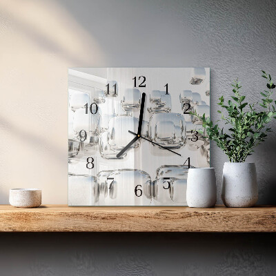 Glass clock square 3D cube