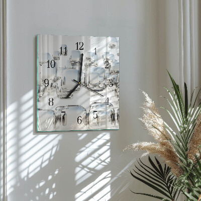 Glass clock square 3D cube