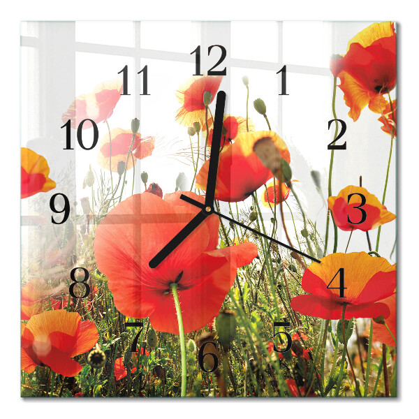 Square wall clock Poppies