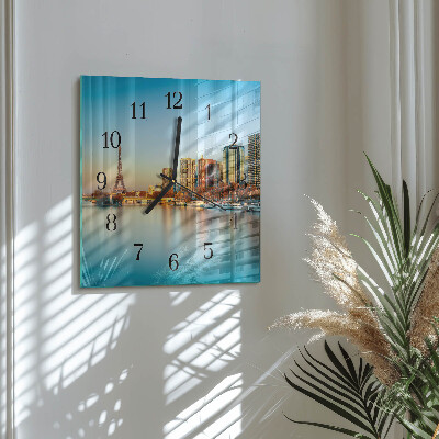 Glass clock square Eiffel Tower Paris