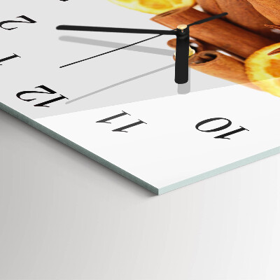 Glass wall clock square Vanilla with lemon