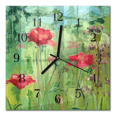 Square wall clock Poppies