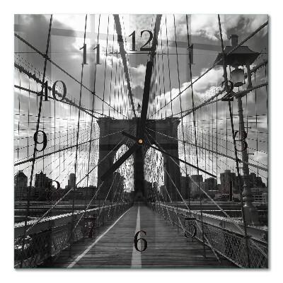 Glass wall clock square Bridge