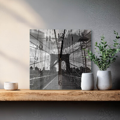 Glass wall clock square Bridge