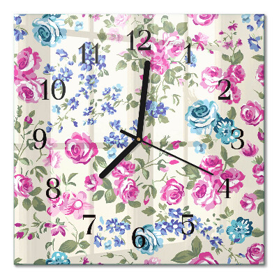 Square kitchen clock Roses