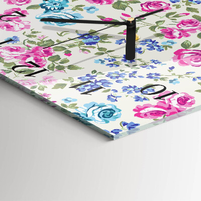 Square kitchen clock Roses