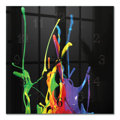 Glass wall clock square Color