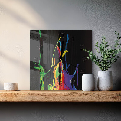 Glass wall clock square Color