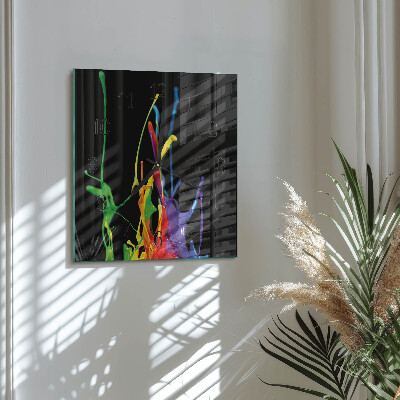 Glass wall clock square Color