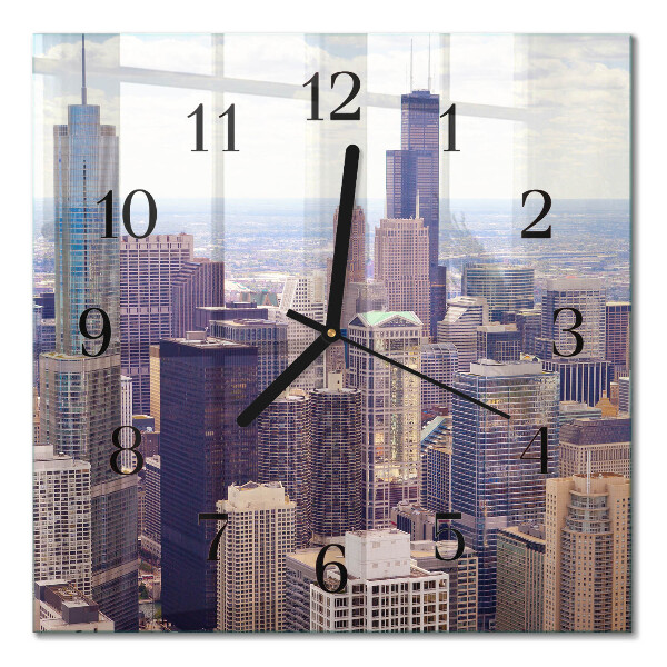 Glass wall clock square Horizon