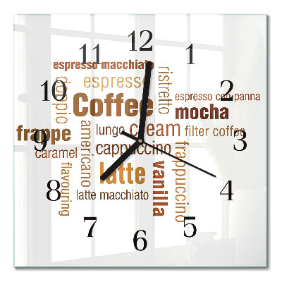 Glass clock square Coffee