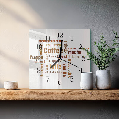 Glass clock square Coffee