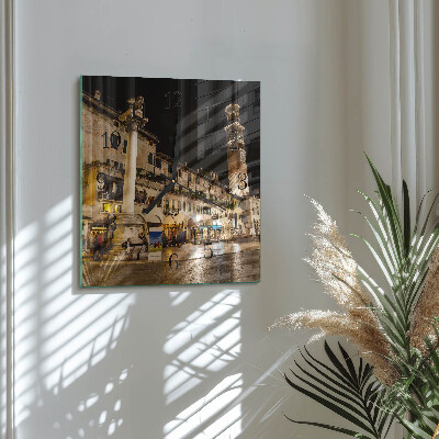 Square kitchen clock Night city