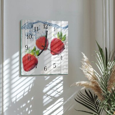 Square wall clock Strawberries
