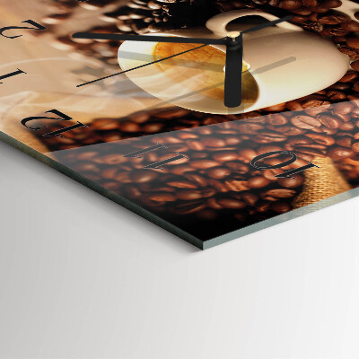 Glass wall clock square A cup of coffee