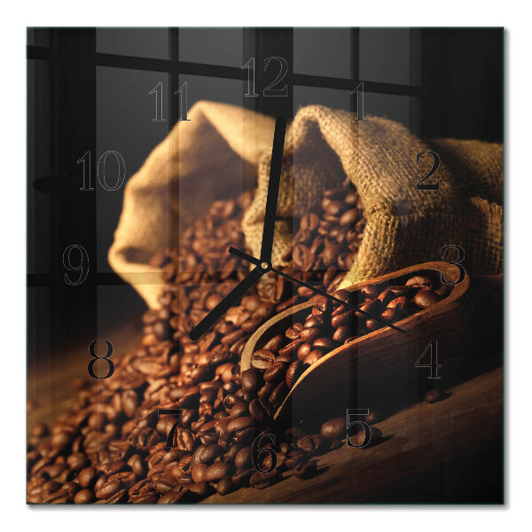 Glass clock square Coffee beans