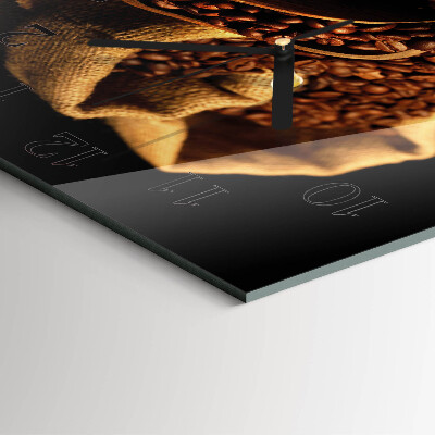 Glass clock square Coffee beans